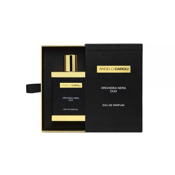 Angelo Caroli Orchidea Nera Oud 100 ml — официална снимка на флакона и опаковката